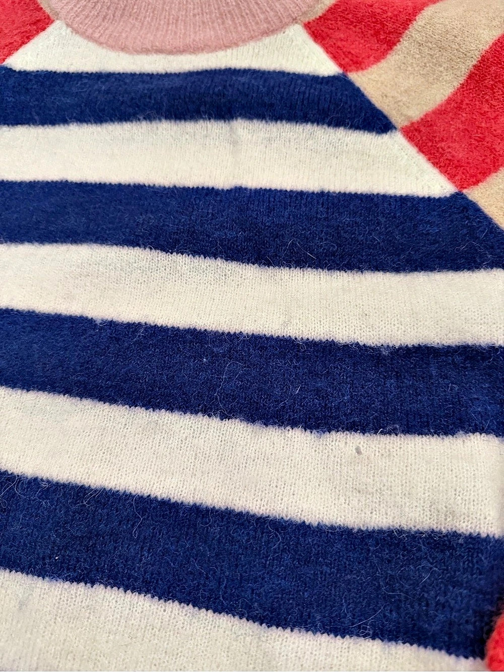 Boden Striped Wool Blend Sweater in Pink & Blue - Picture 6 of 8
